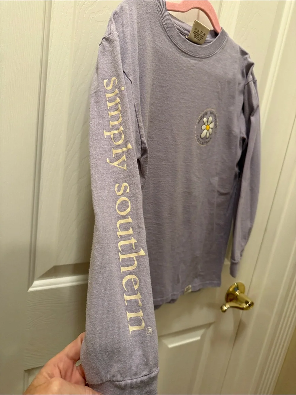 Simply Southern Navy Long-Sleeve Tee with Pink Logo